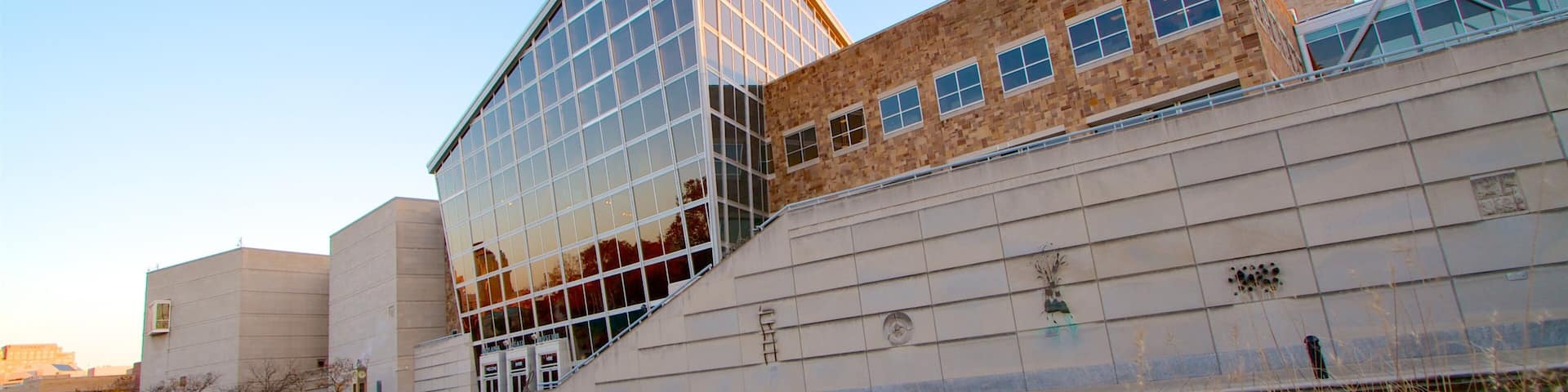 Indiana State Museum showing a sunset