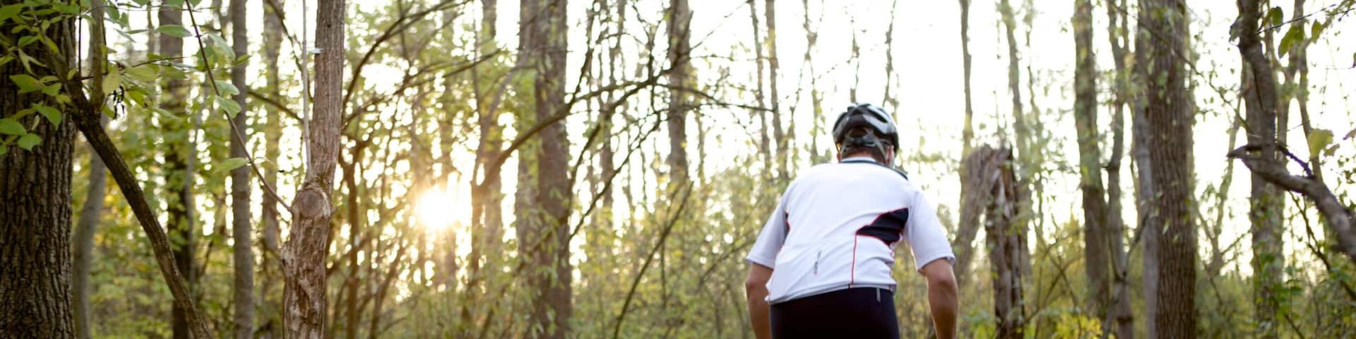 フォート ハリソン州立公園 フィーチャー 森林の風景 と サイクリング 及び 男性 (個人)