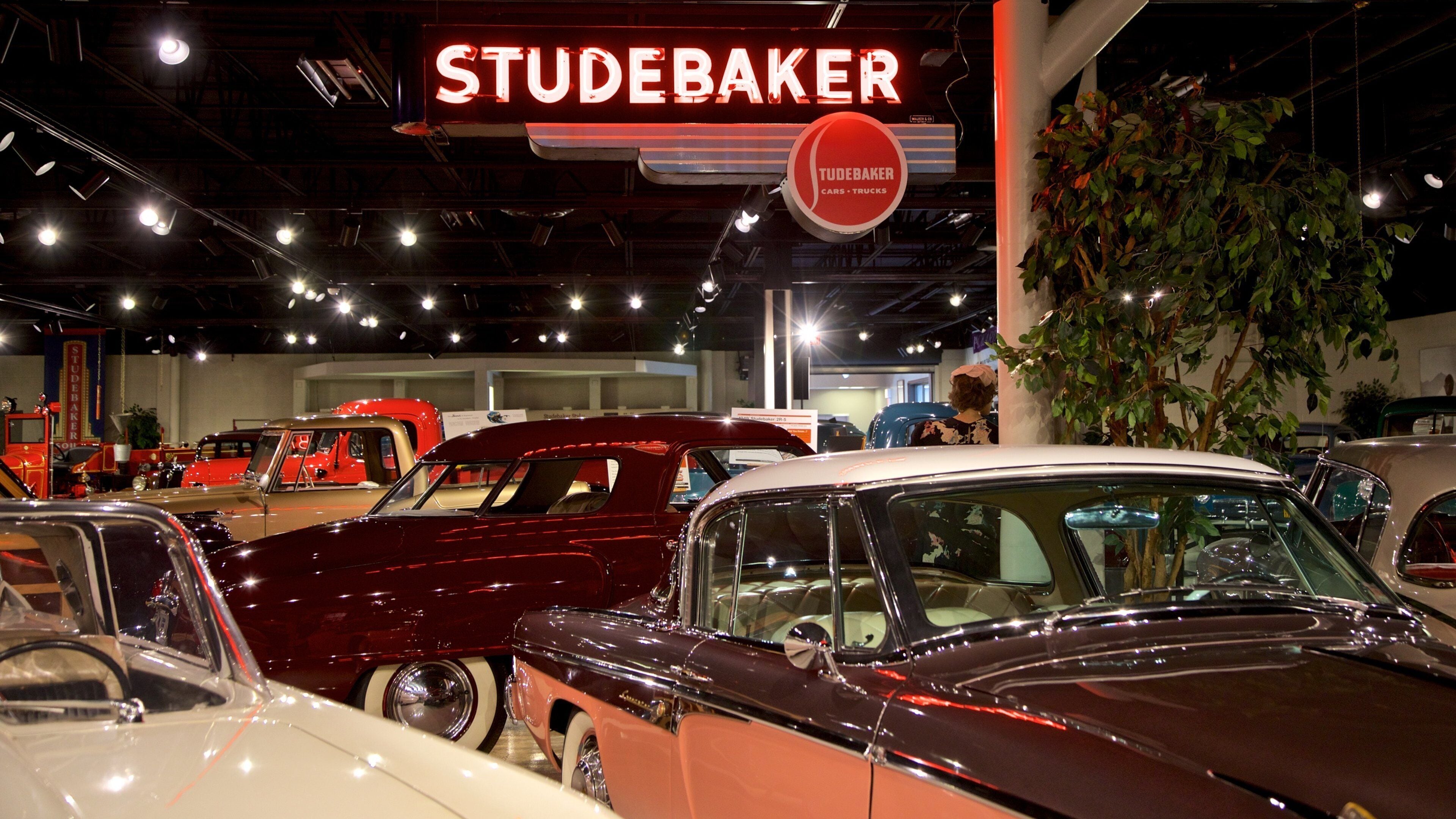 Studebaker National Museum which includes signage, heritage elements and interior views