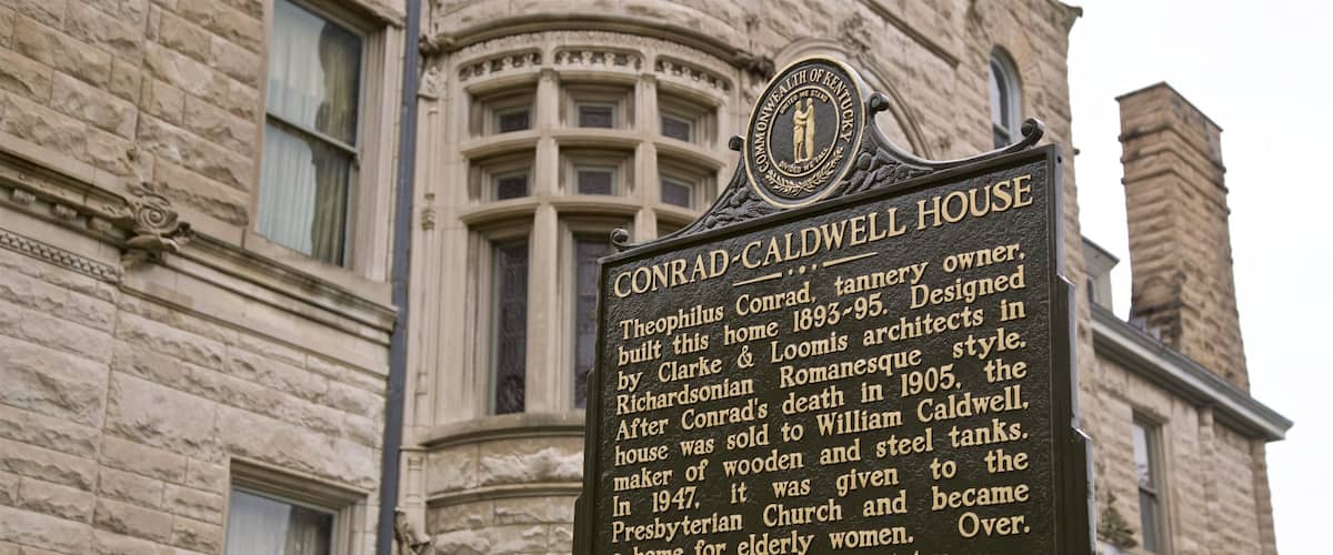 Conrad Caldwell House showing heritage elements and signage