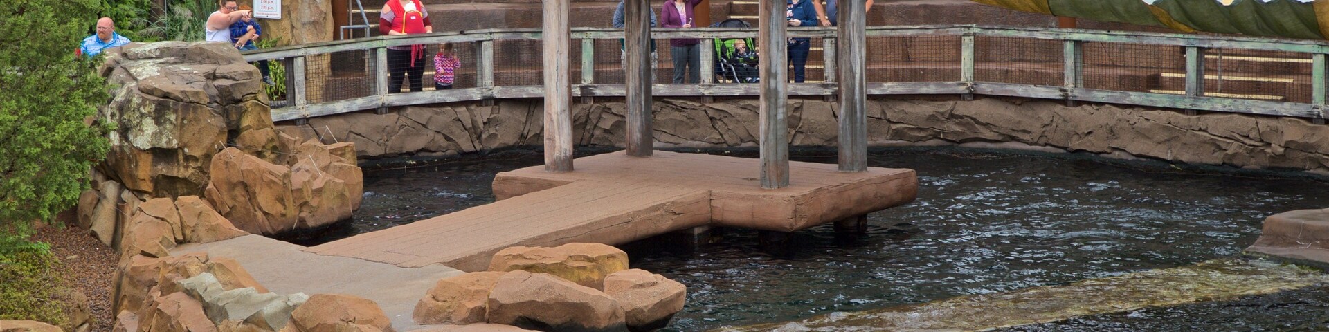 Louisville Zoo featuring zoo animals and a lake or waterhole as well as a small group of people