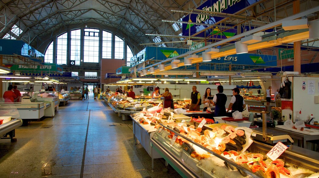 Riga Central Market featuring interior views and shopping
