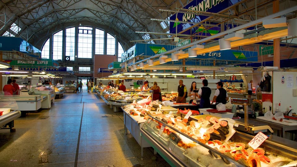 Riga Central Market featuring interior views and shopping
