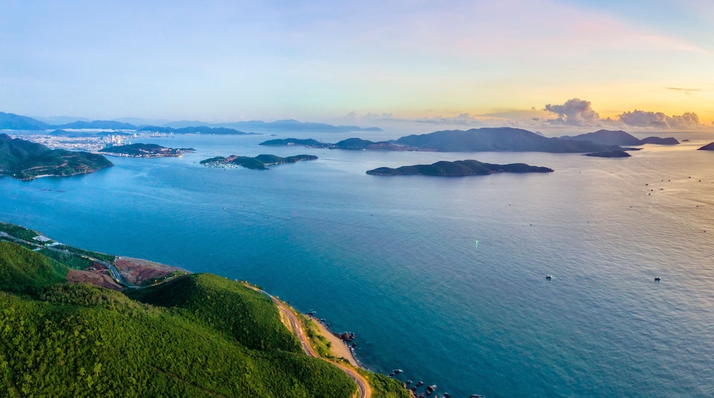 Aerial view of DT6571 road from Nha Trang city to Cam Ranh town, Khanh Hoa, Vietnam.