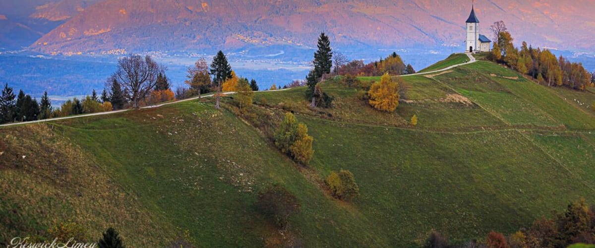 View of The Church Of St Primoz (Cerkev Svetega Primoža) with the fading sun catching the mountains behind.
Slovenia is an amazing place for breathtaking scenery and well worth a visit.
#Trovember