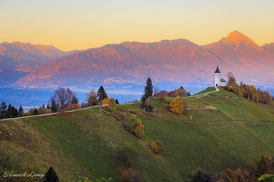 View of The Church Of St Primoz (Cerkev Svetega Primoža) with the fading sun catching the mountains behind.
Slovenia is an amazing place for breathtaking scenery and well worth a visit.
#Trovember