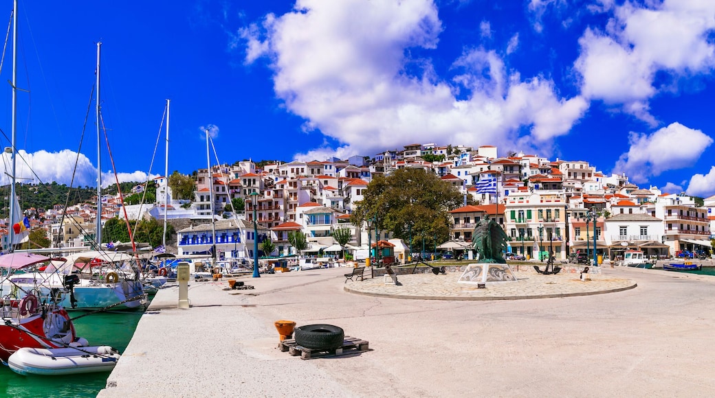 Skopekos island- popular tourist summer destination in Greece. Old port