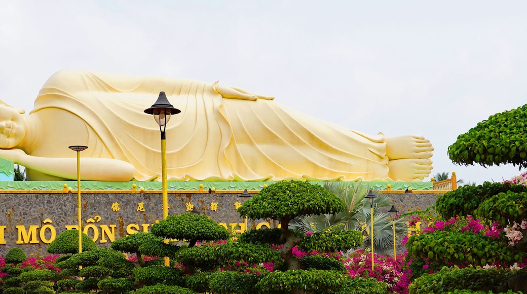 A reclining Buddha at the Vinh Trang pagoda near the Mekong Delta in Vietnam