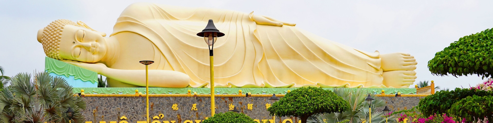 A reclining Buddha at the Vinh Trang pagoda near the Mekong Delta in Vietnam
