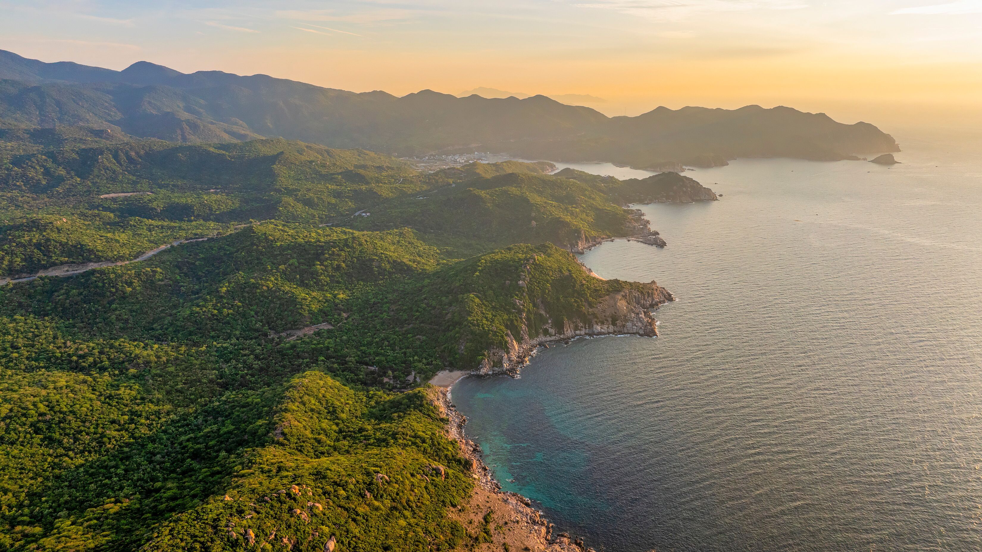  Beautiful Nui Chua national park beach with turquoise color water and Vinh Hy bay, during summer in  Ninh Thuan, Vietnam.