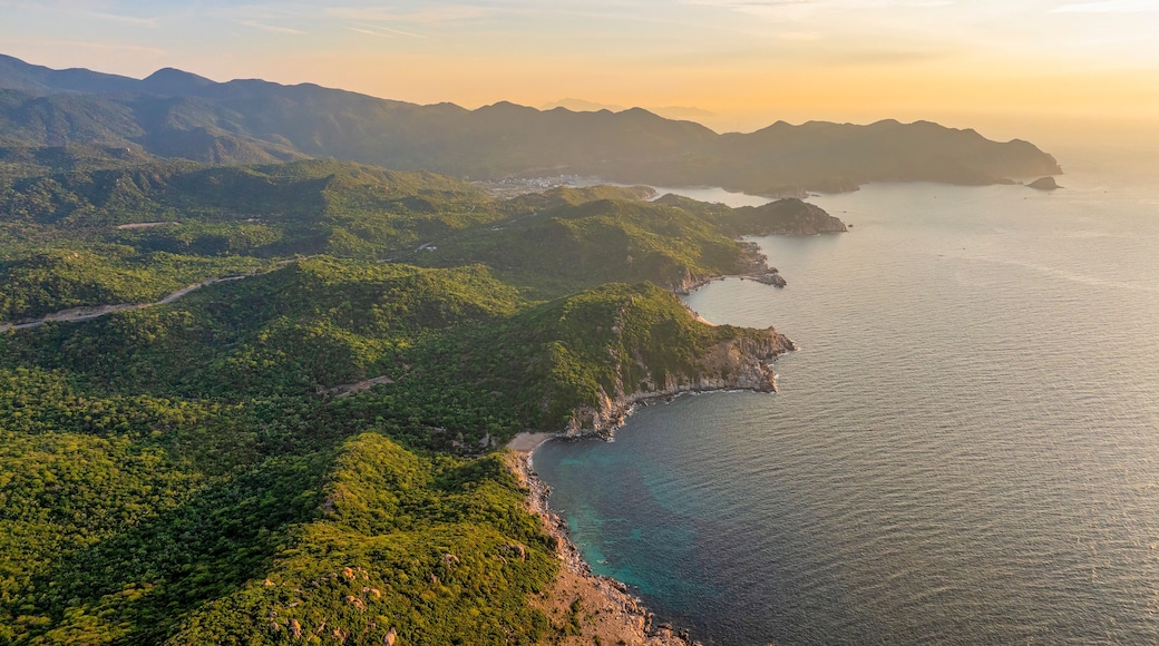 Beautiful Nui Chua national park beach with turquoise color water and Vinh Hy bay, during summer in Ninh Thuan, Vietnam.