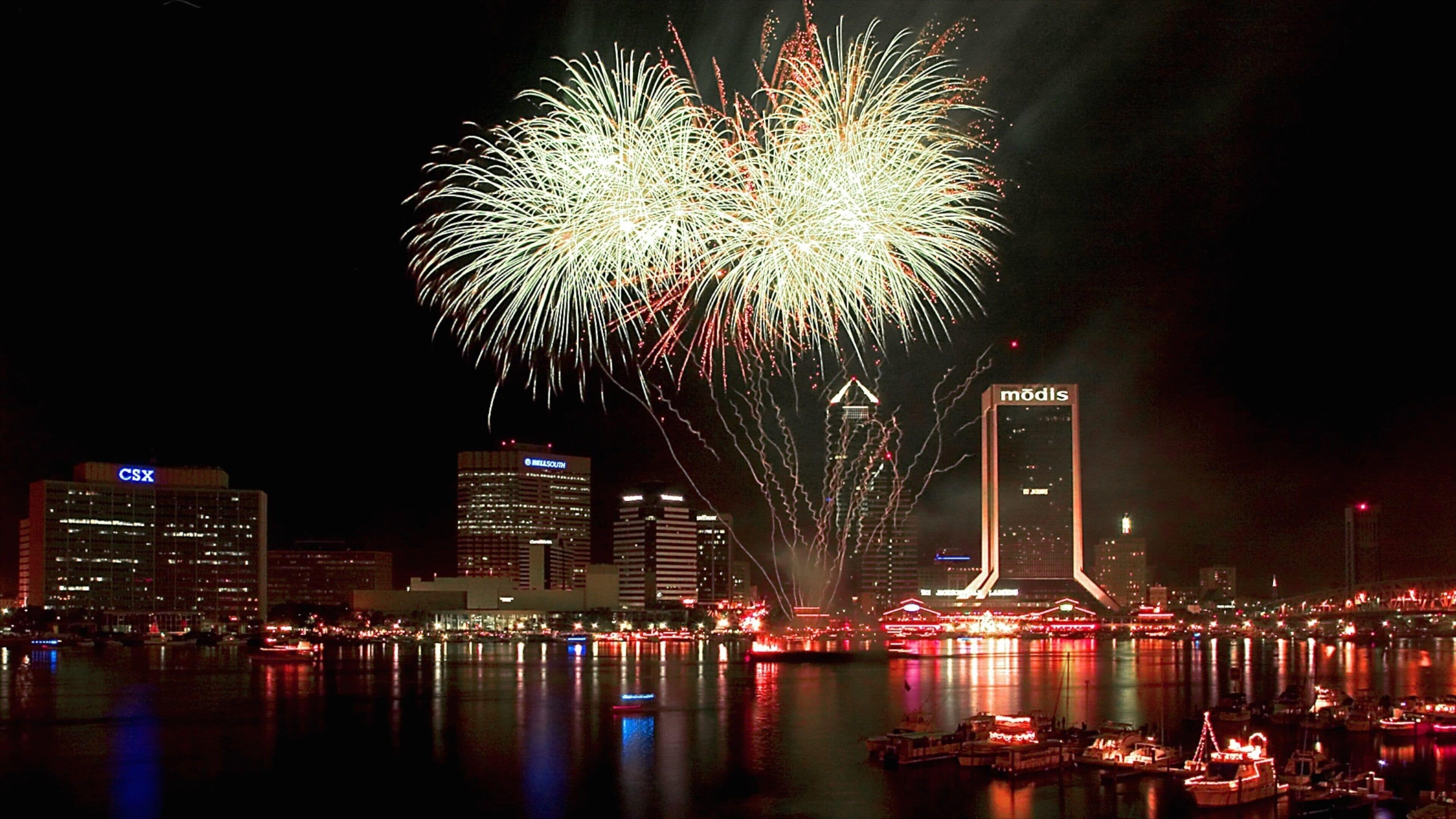 Downtown Jacksonville featuring skyline, a city and night scenes
