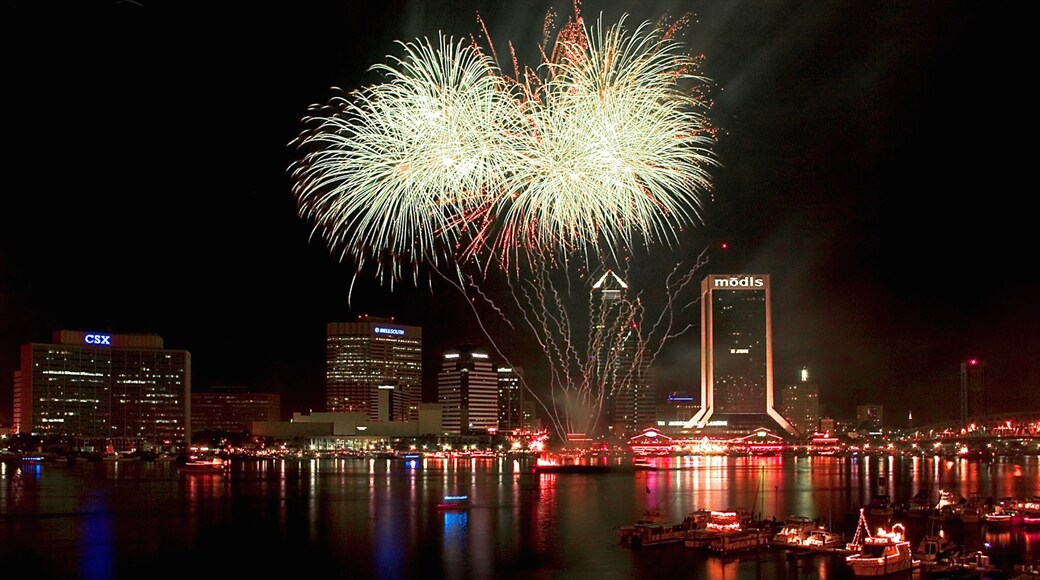 Downtown Jacksonville featuring skyline, a city and night scenes