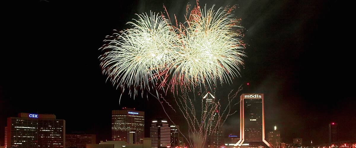 Downtown Jacksonville featuring skyline, a city and night scenes