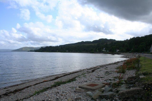 Loch Gilp at Ardrishaig A stony beach at Ardrishaig with the waters of Loch Gilp lapping the shore.