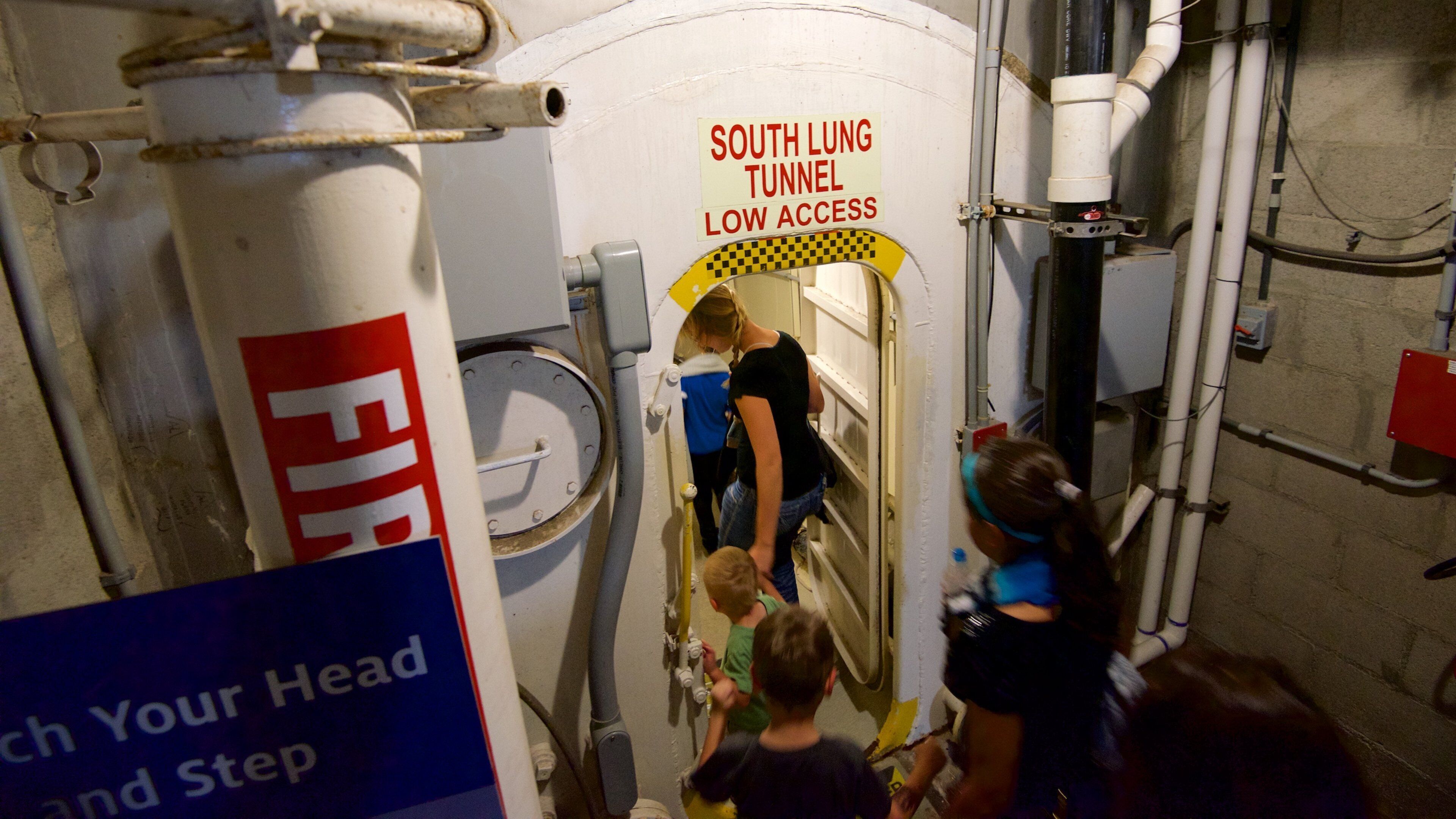 Biosphere 2 showing interior views and signage as well as a small group of people