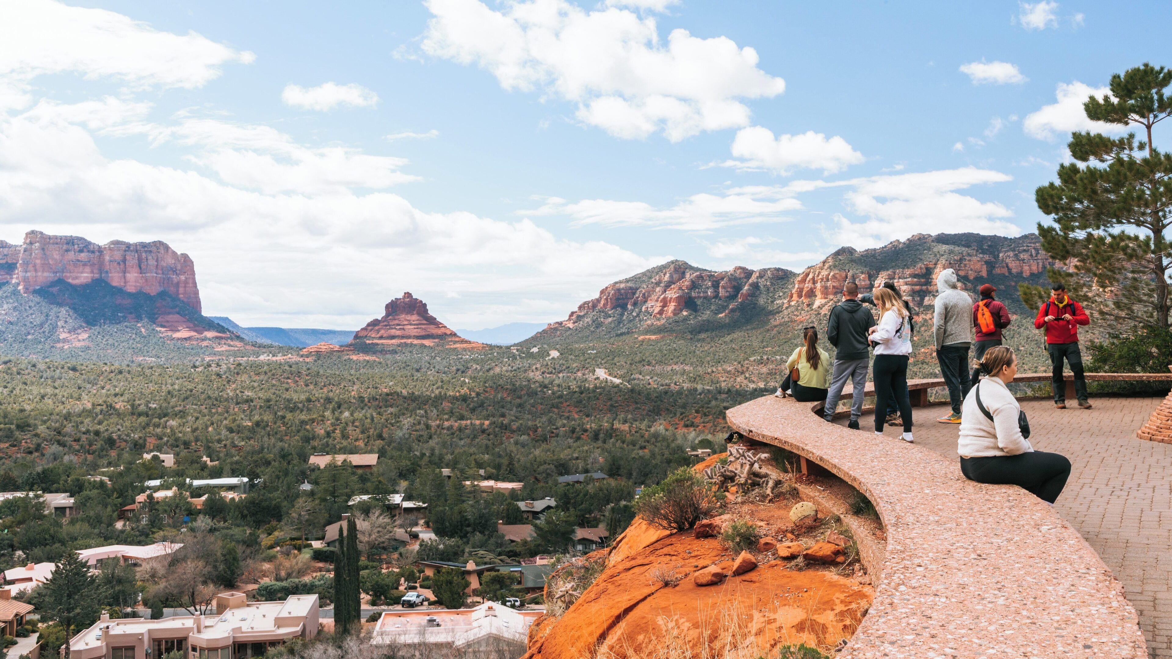 Captivating views of Chapel of the Holy Cross and Sedona landscape under a bright sky in Arizona