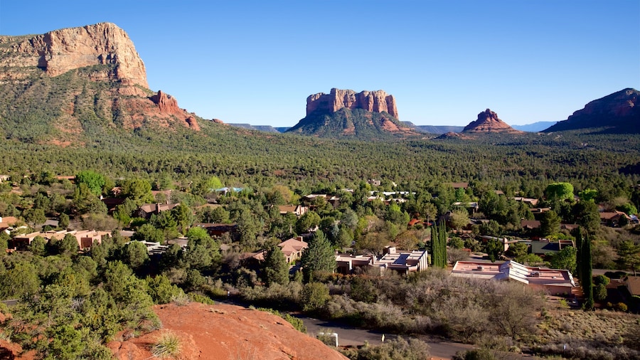 Chapel of the Holy Cross showing mountains, landscape views and tranquil scenes