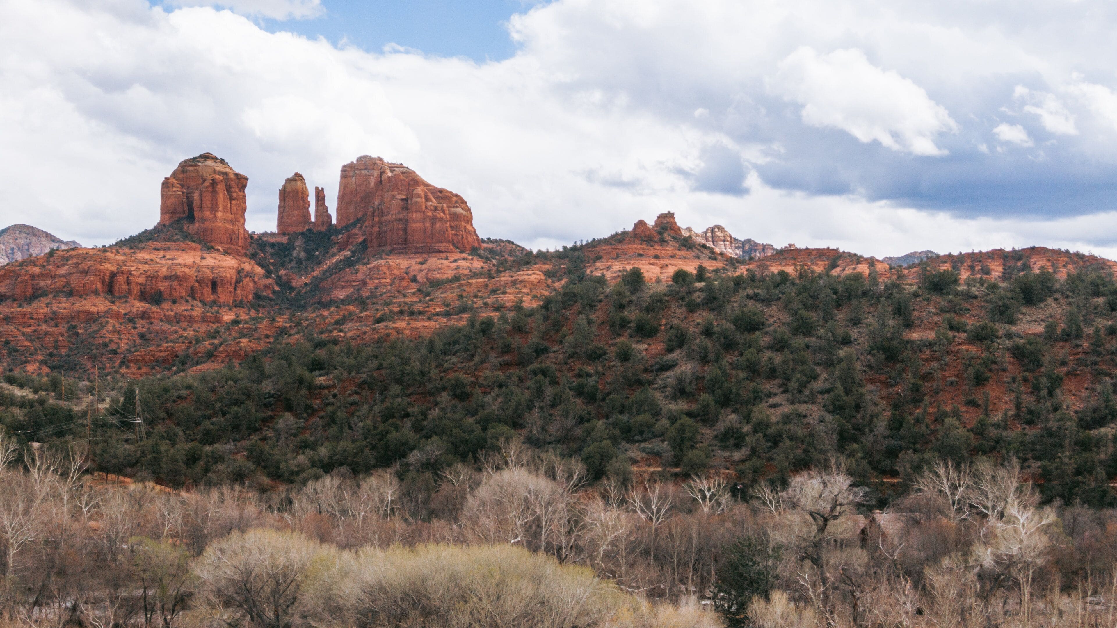 Cathedral Rock featuring desert views and a gorge or canyon