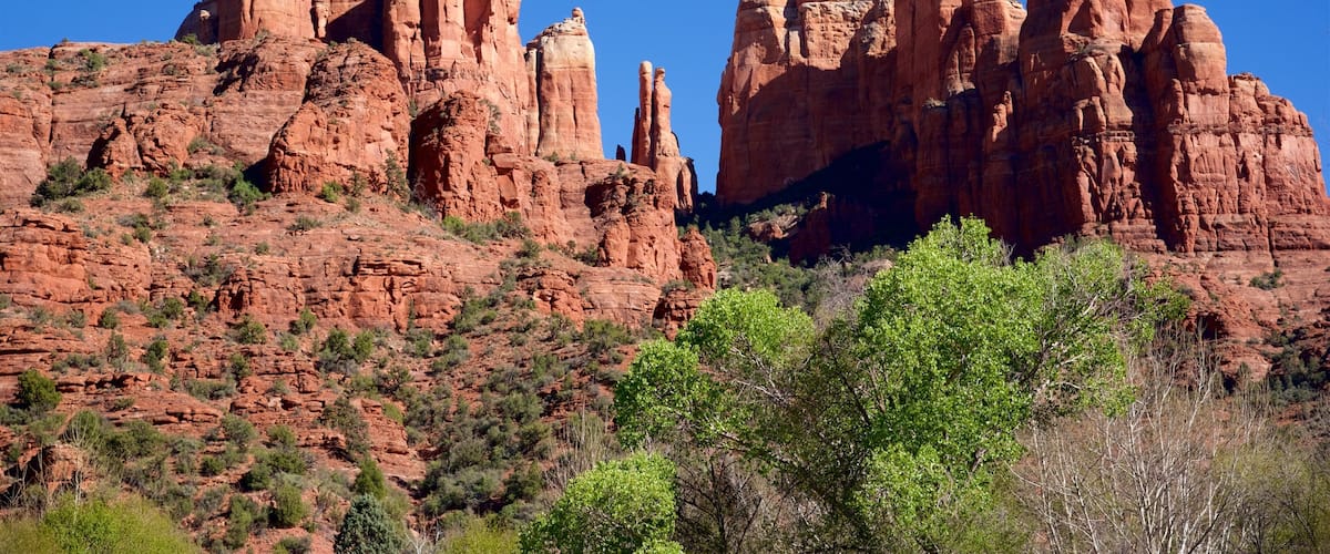 Cathedral Rock showing tranquil scenes and mountains