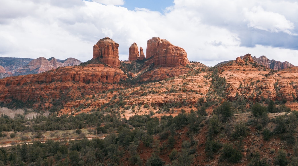 Cathedral Rock which includes a gorge or canyon and landscape views