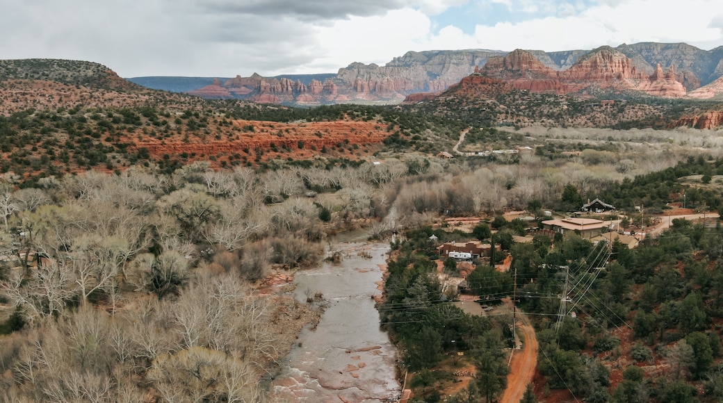 Cathedral Rock showing desert views, a gorge or canyon and landscape views