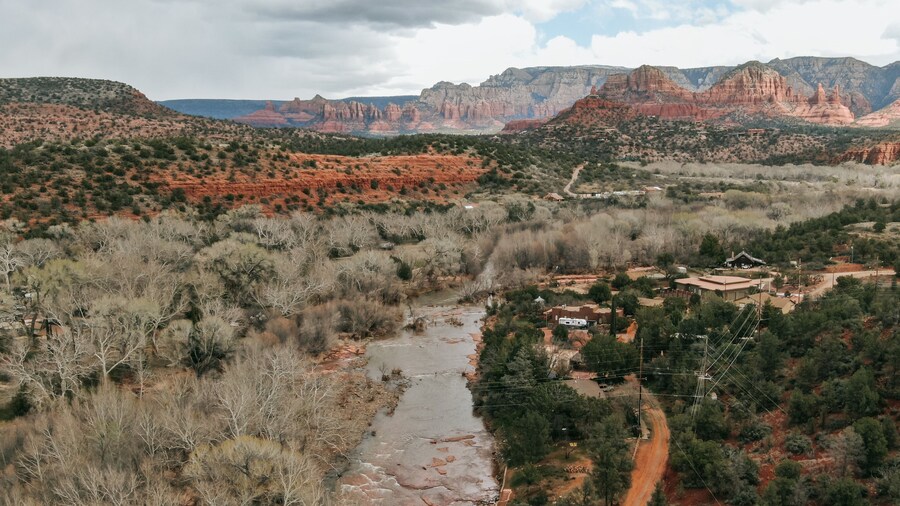 Cathedral Rock showing desert views, a gorge or canyon and landscape views