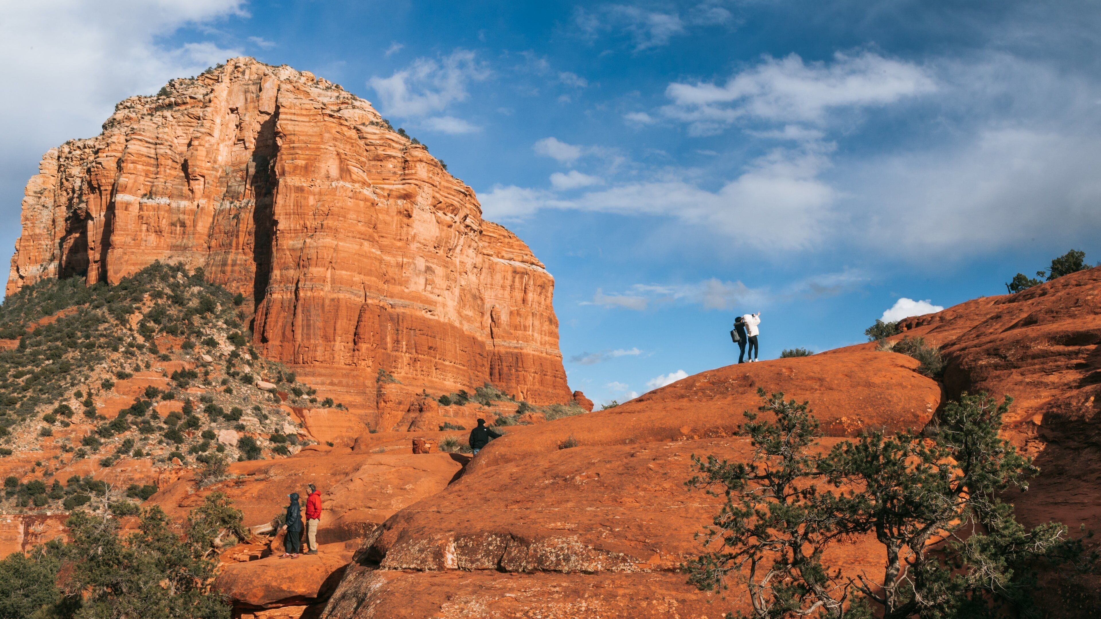 Bell Rock showing a gorge or canyon and hiking or walking
