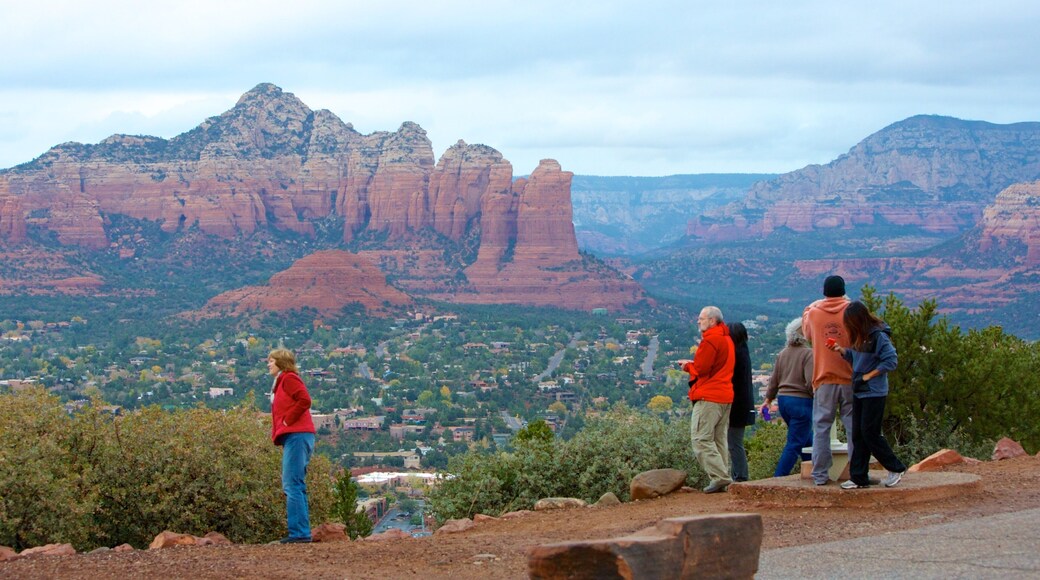 Coffee Pot Rock showing views, a gorge or canyon and a small town or village