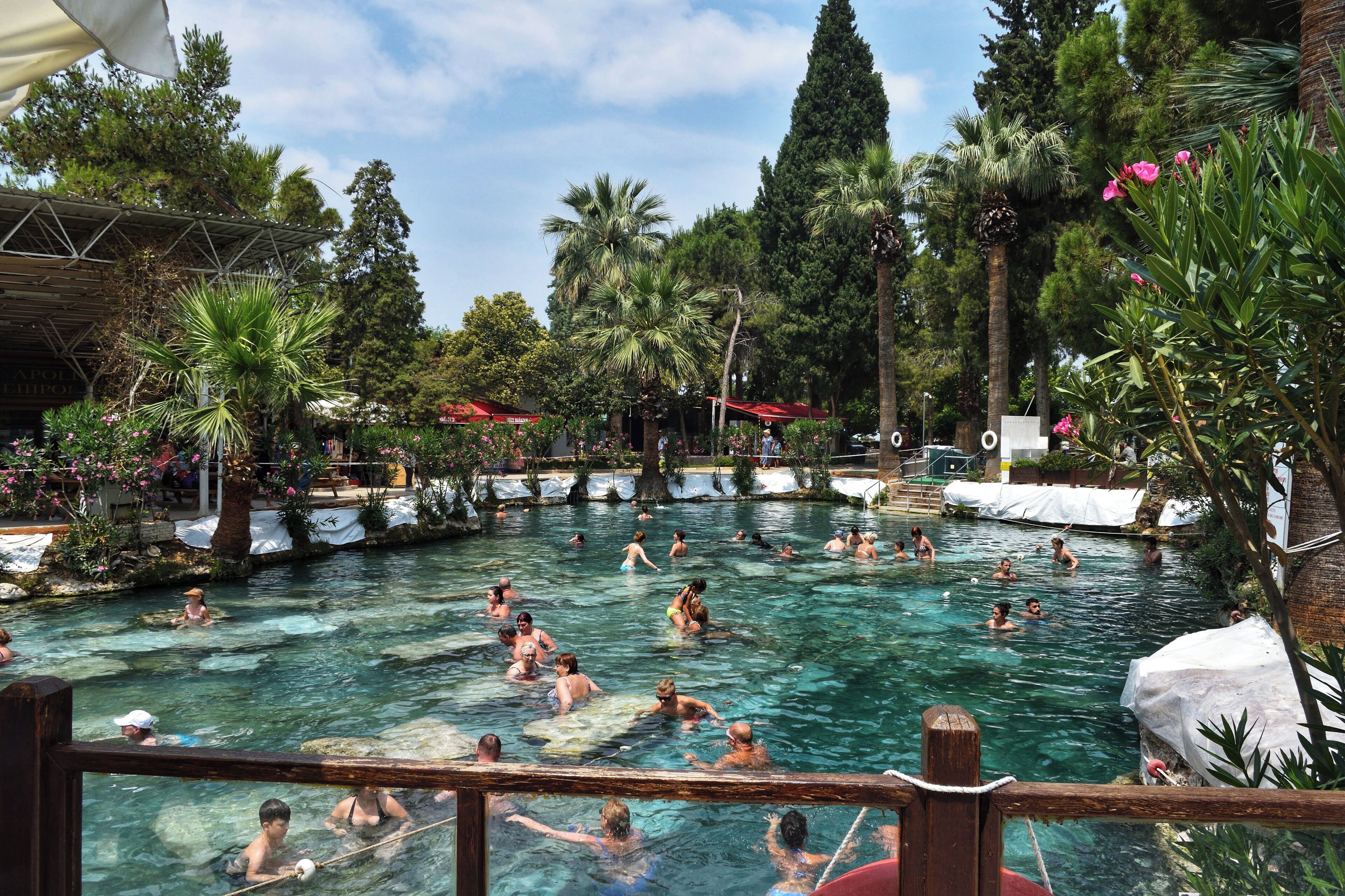 Cleopatra's antique pool in the Pamukkale-Hierapolis complex.