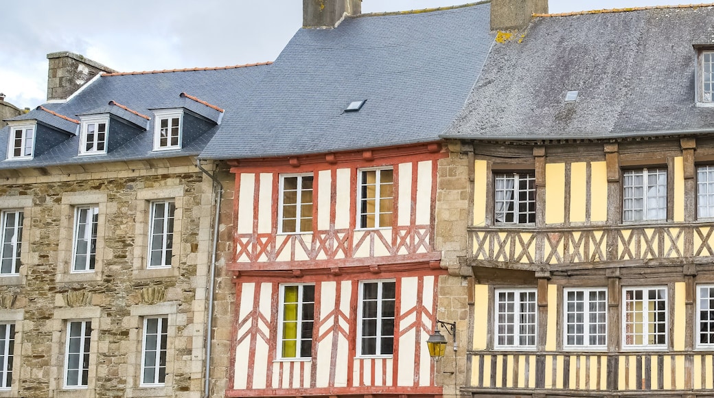 Treguier, old city in Brittany, typical street and houses