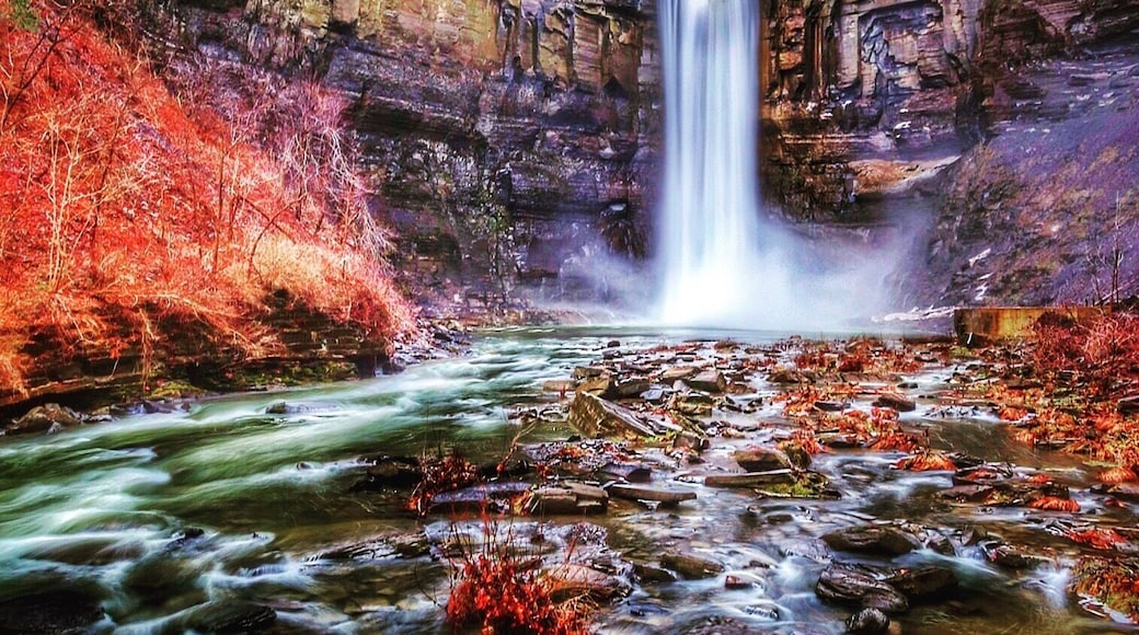 Taughannock Falls State Park is a 750-acre state park located in the Town of Ulysses in Tompkins County, New York in the United States. The park is northwest of Ithaca near Trumansburg. Winter view.