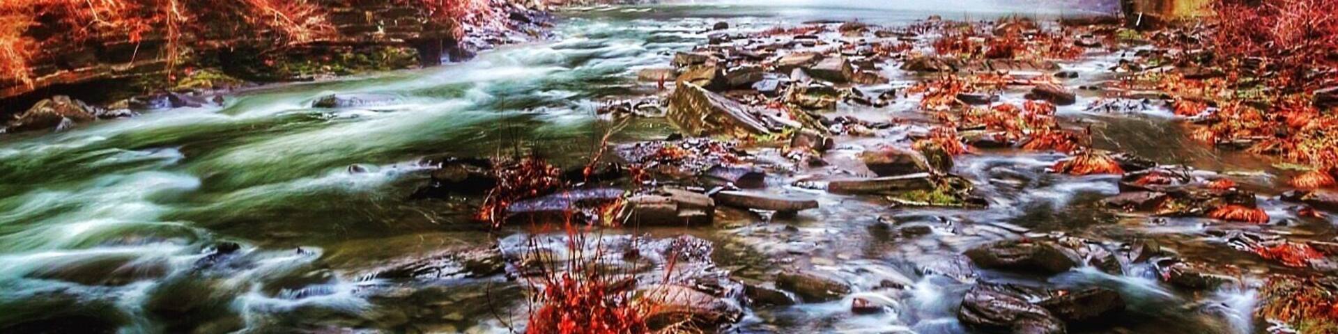 Taughannock Falls State Park is a 750-acre state park located in the Town of Ulysses in Tompkins County, New York in the United States. The park is northwest of Ithaca near Trumansburg. Winter view.