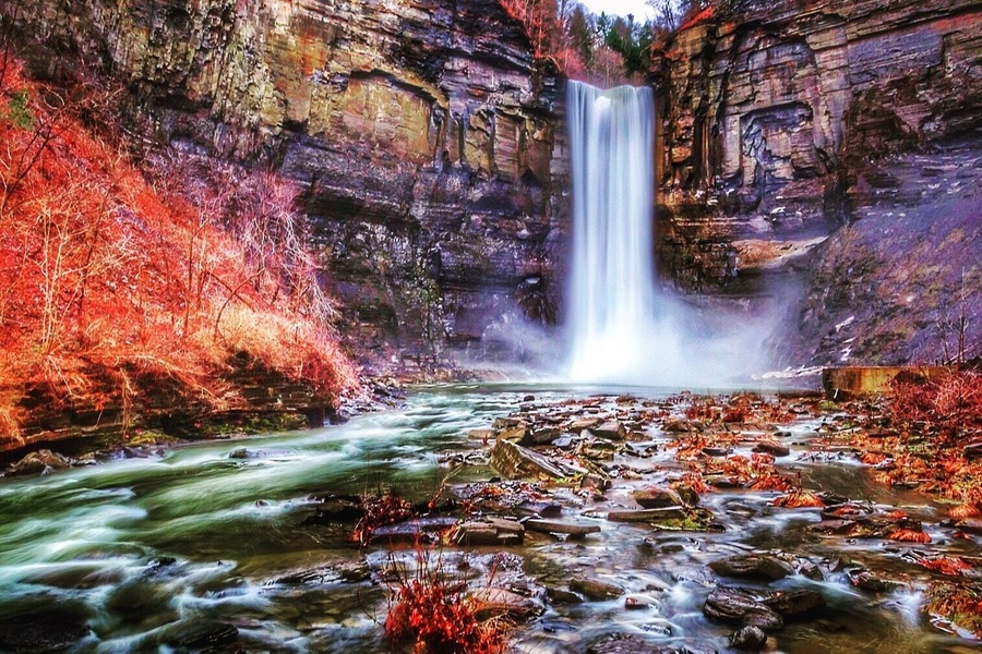 Taughannock Falls State Park is a 750-acre state park located in the Town of Ulysses in Tompkins County, New York in the United States. The park is northwest of Ithaca near Trumansburg. Winter view.