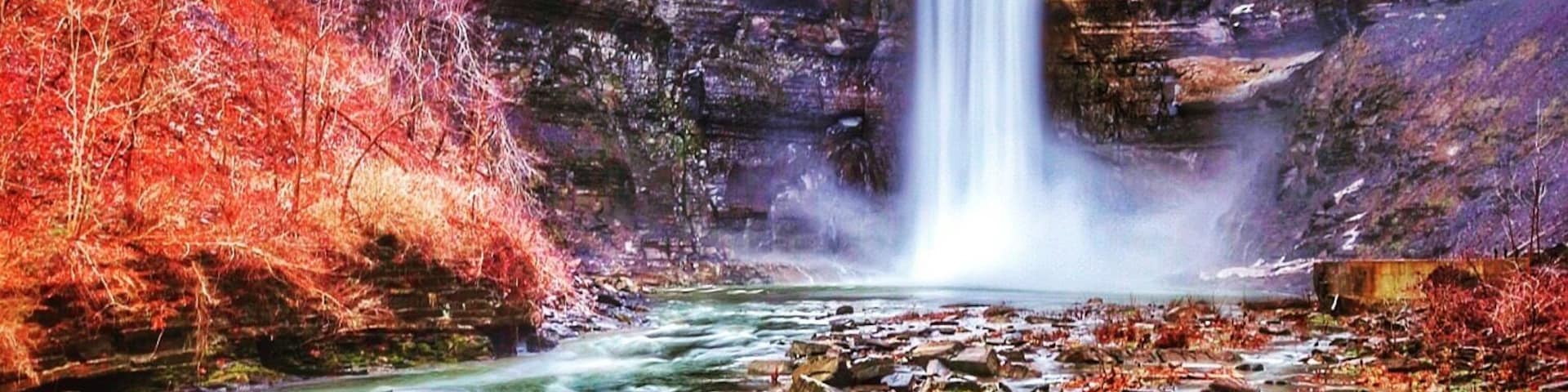 Taughannock Falls State Park is a 750-acre state park located in the Town of Ulysses in Tompkins County, New York in the United States. The park is northwest of Ithaca near Trumansburg. Winter view.