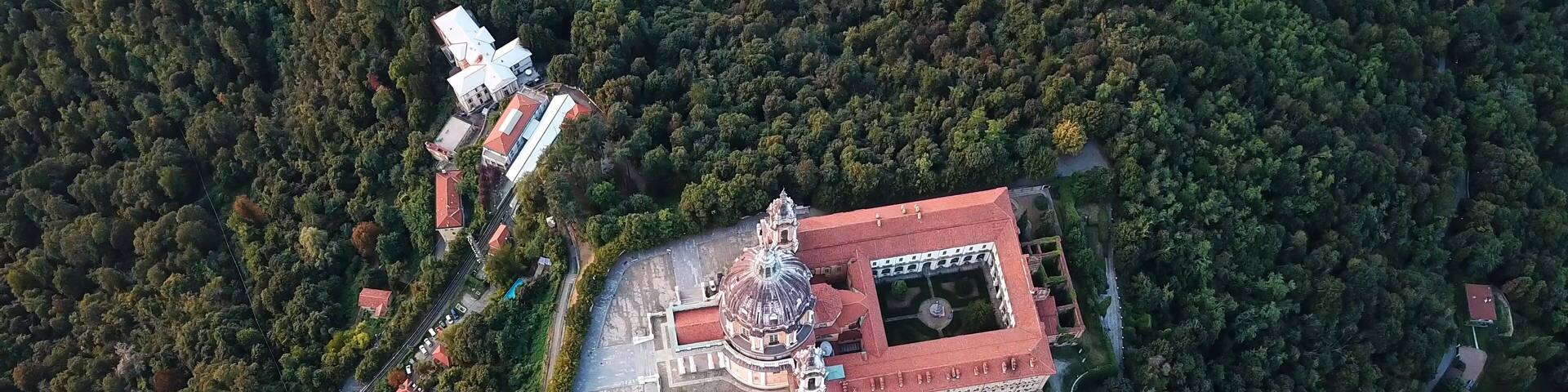Aerial photograph of Basilica Superga, Turin, Italy, Europe.