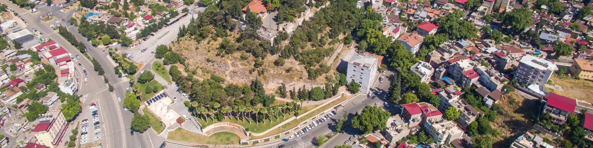 aerial view of the park Turkey Kahramanmaraş castle