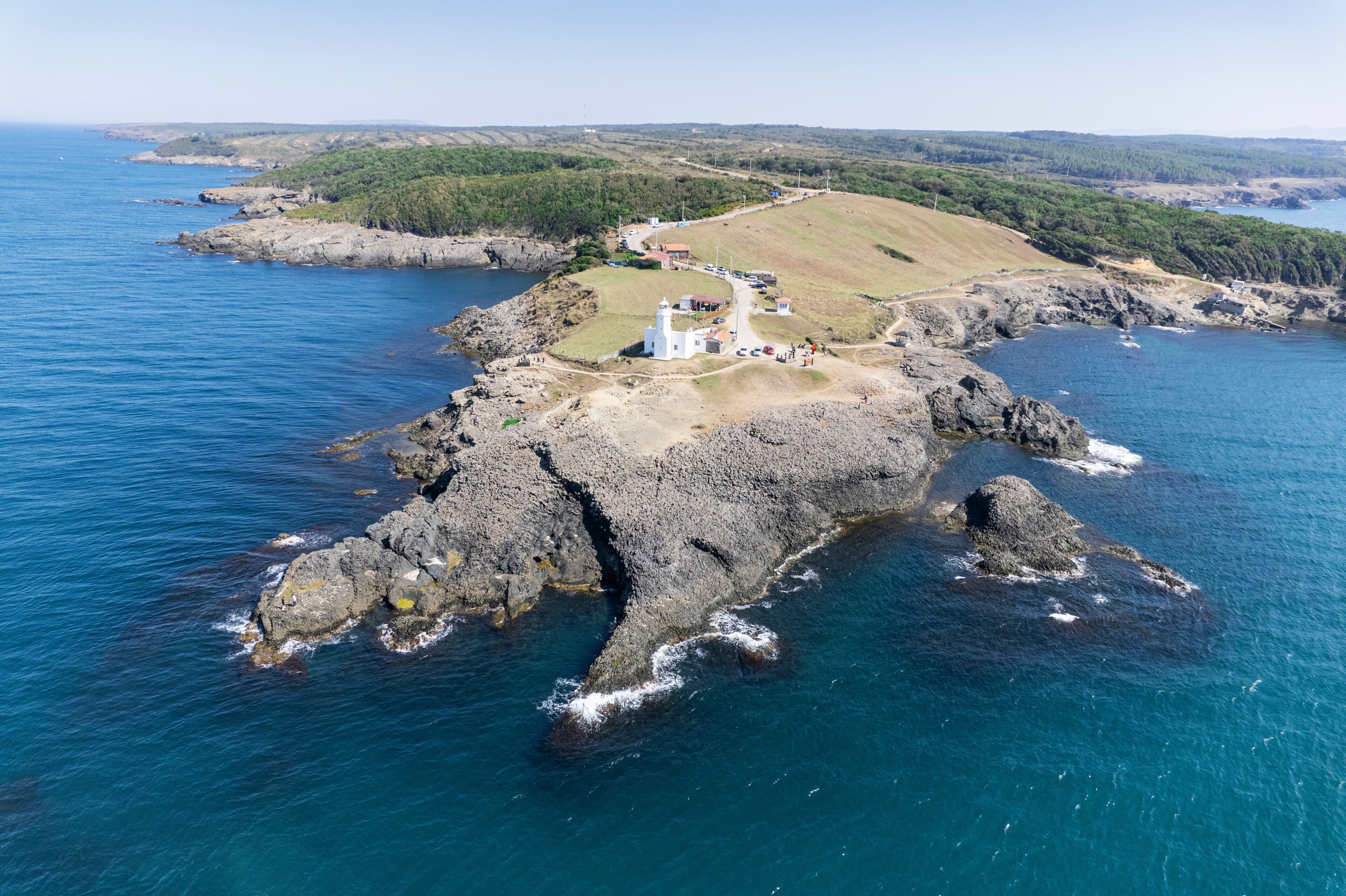 Hamsilos Coast and Inceburun Lighthouse Drone Photo, Sinop Turkiye