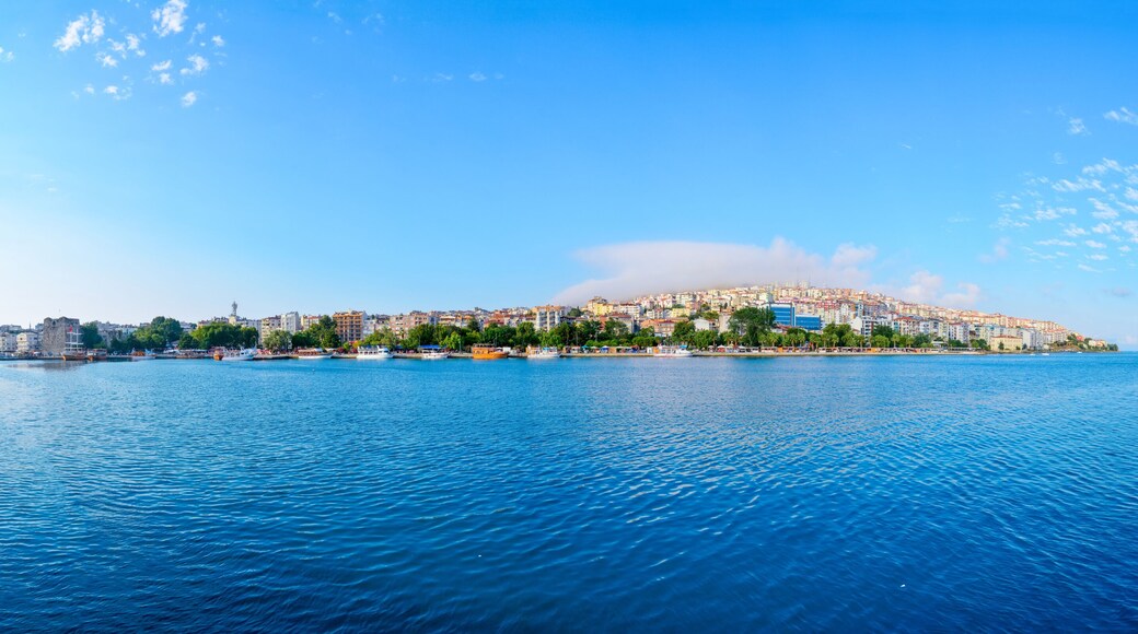 A view of the city of Sinop from the harbor in Turkey, Eurasia.