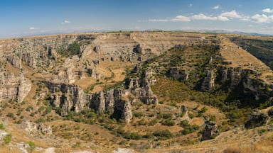 Panoramic view of Ulubey canyon from the observation deck. It is the second longest canyon in the world. Turkey travel destinations. Usak province, Türkiye