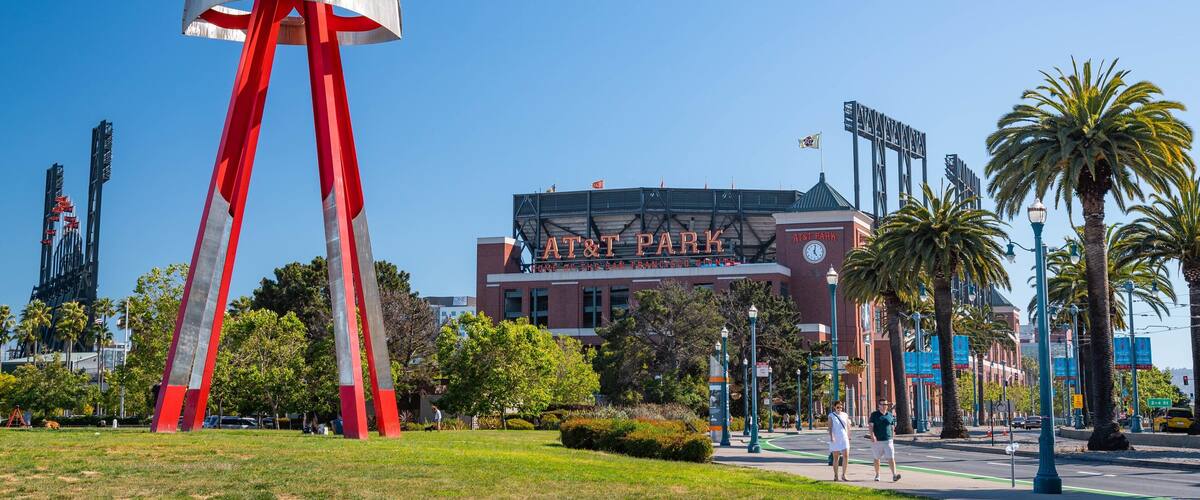 Oracle Park which includes outdoor art as well as a couple