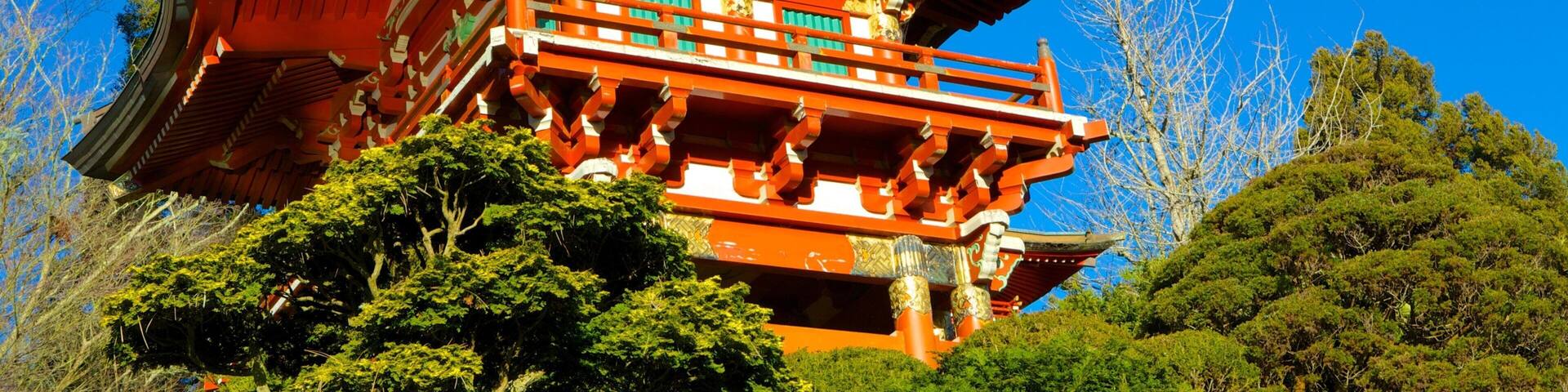 Explore the beauty of Japanese Tea Garden featuring traditional architecture in San Francisco