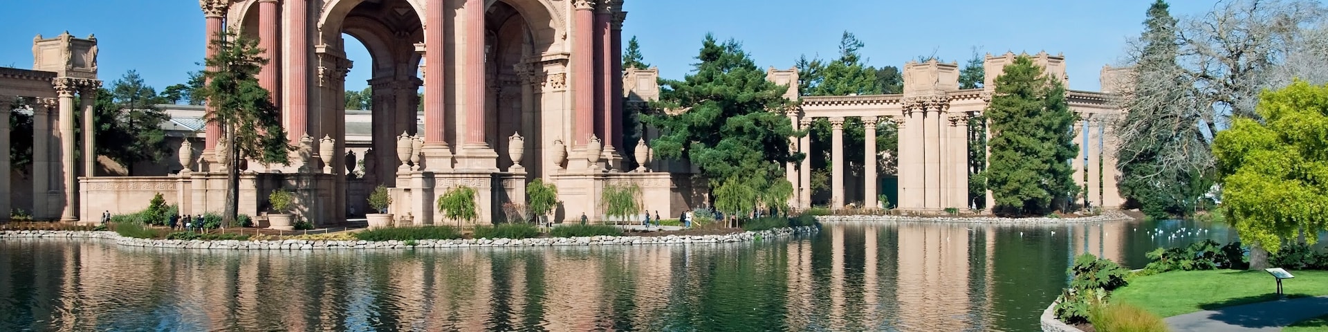 Exploratorium and Palace of Fine Art in San Francisco with beautiful blue sky in background; Shutterstock ID 124647862