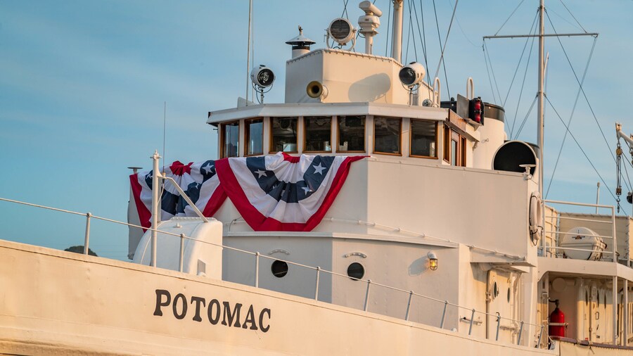 USS Potomac showing signage and military items