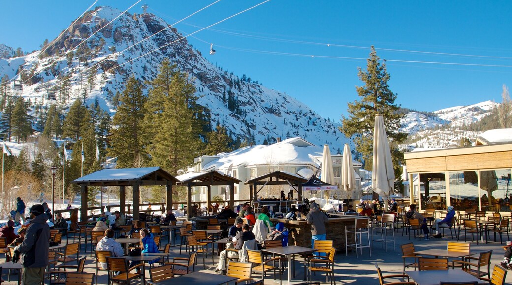 Squaw Valley Resort showing snow, mountains and a luxury hotel or resort