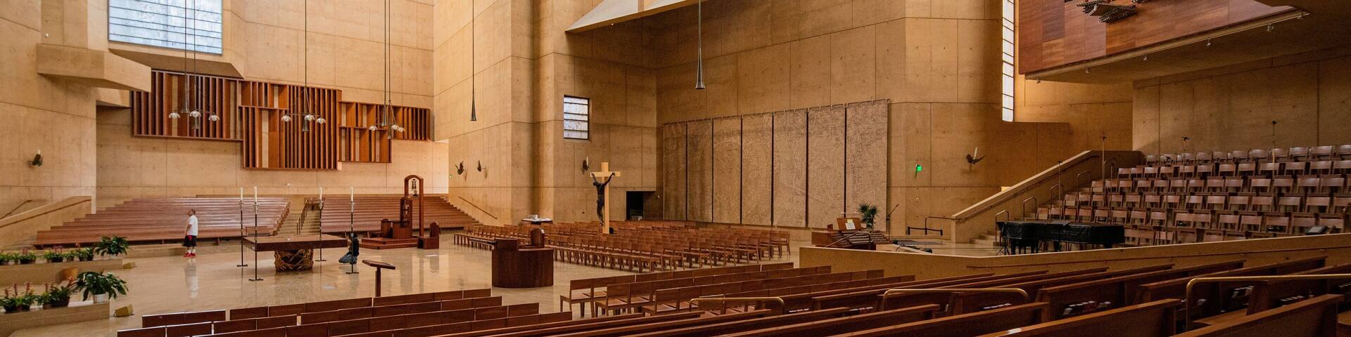 Cathedral of Our Lady of the Angels showing a church or cathedral and interior views