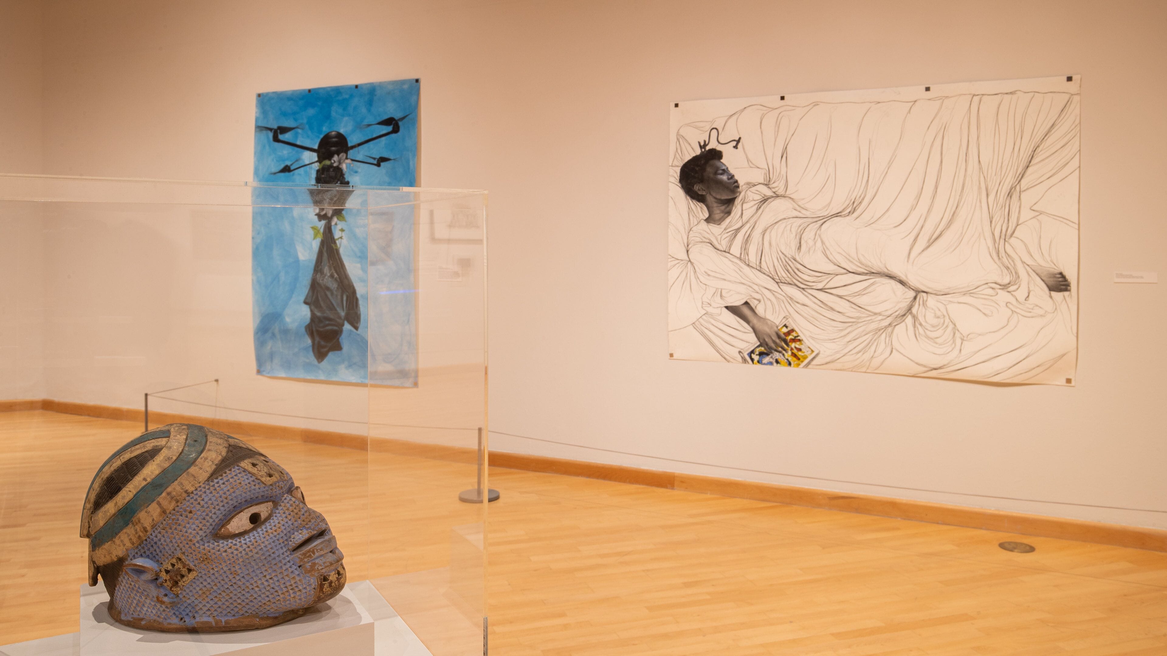 California African American Museum which includes art and interior views