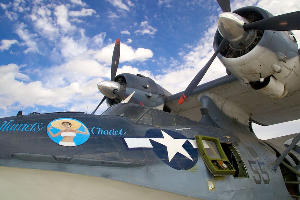 Un aereo militare d'epoca con insegna a stella e la scritta 'Harvets Chariot' sul fianco.