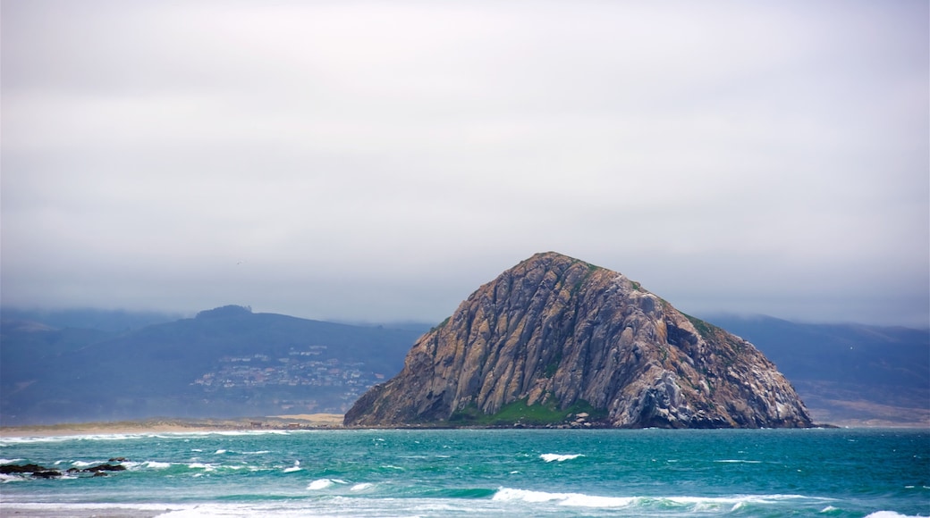 Morro Rock featuring general coastal views and mountains