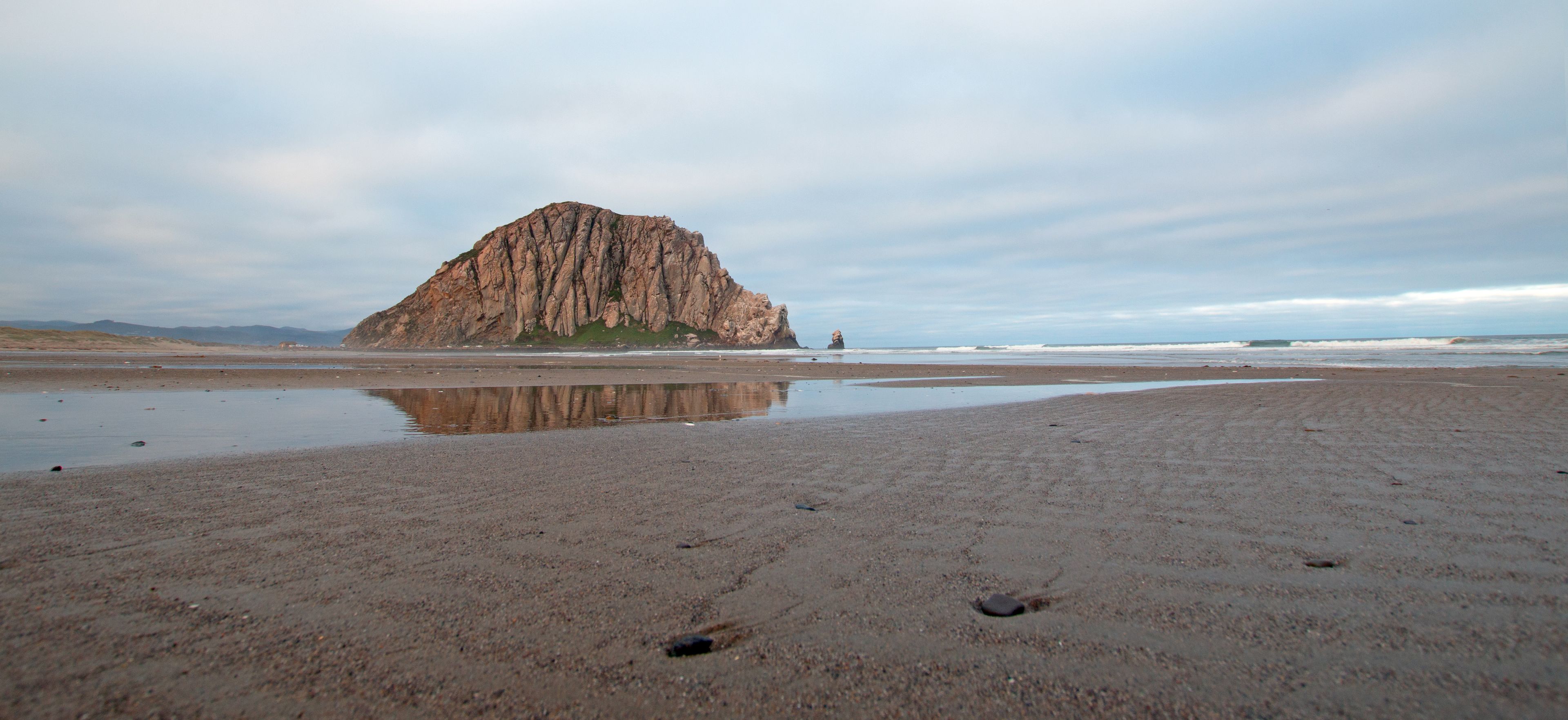 Morro Rock at sunrise at Morro Bay State Park on the central California Coast USA